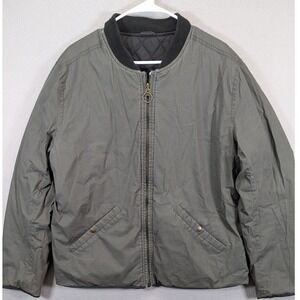 GH Bass Co Mens Reversible Bomber Jacket Olive Green‎ Quilted Black Size L G